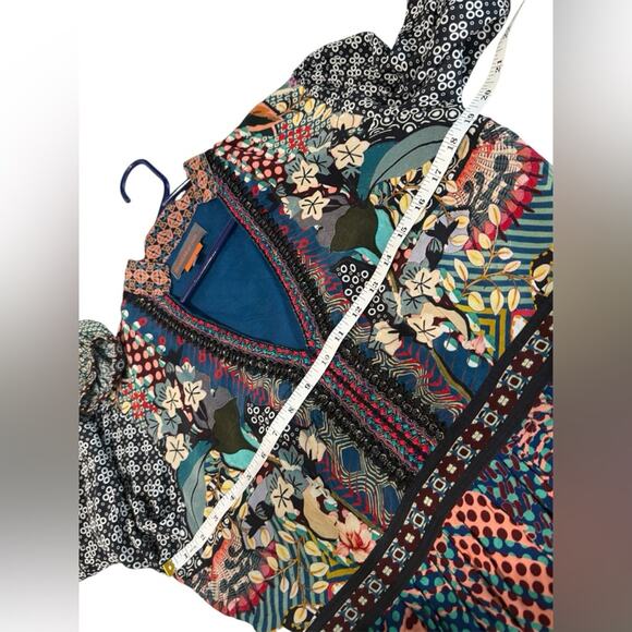 Anthropologie Bhanuni by Jyoti Onyx Top Vibrant Pattern Geo Exotic- Medium - Picture 4 of 9